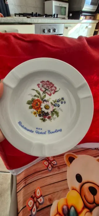 Set 2 Piattini/Posacenere Porcellana Fiori