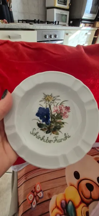 Set 2 Piattini/Posacenere Porcellana Fiori