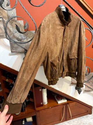 Giubbino bomber pelle scamosciata vintage uomo