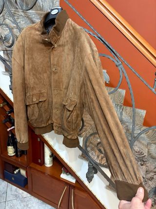 Giubbino bomber pelle scamosciata vintage uomo