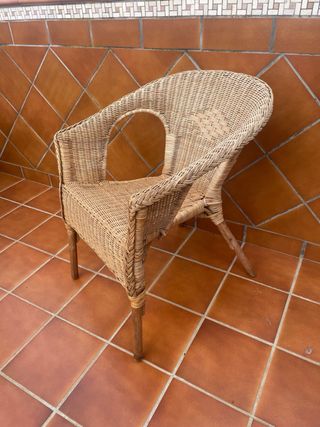 Juego 6 Sillas Ratán Bambú Beige Marrón