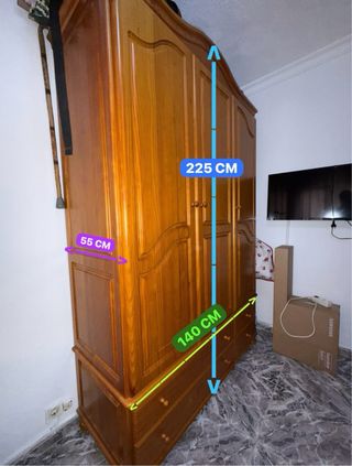 ARMARIO DE MADERA 3 PUERTAS + CAJONES