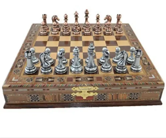 Ajedrez artesanal de madera y metal Ideal regalo