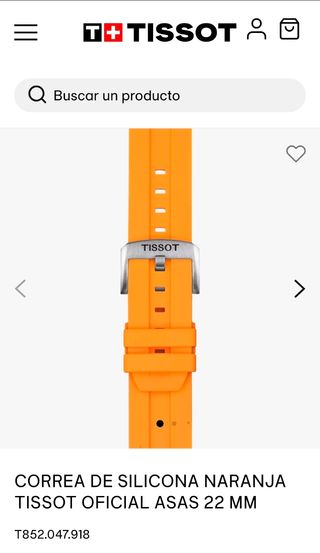 Correa Tissot Silicona Naranja 22mm T852.047.918