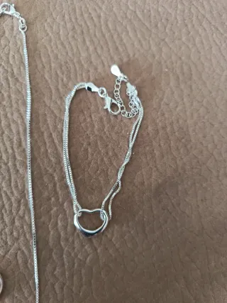 Conjunto Plata 925 Collar y Pulsera Corazón