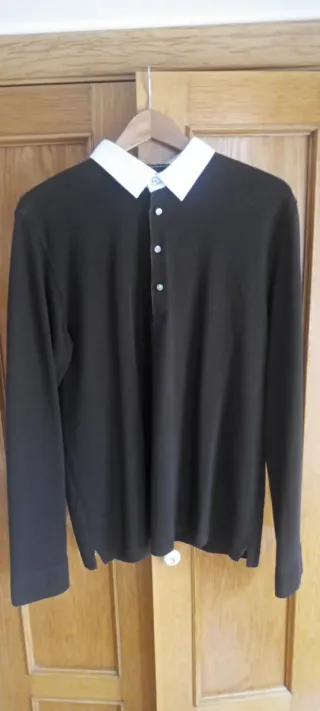 Polo manga larga hombre marrón