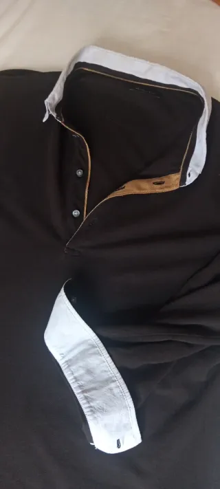 Polo manga larga hombre marrón