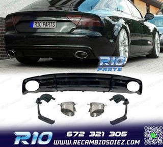 DIFUSOR AUDI A7 S LINE 16-18 LOOK RS7 NEGRO BRILLO + COLAS E