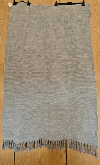 Tappeto Indiano in Cotone con Frange Grigio