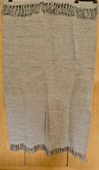 Tappeto Indiano in Cotone con Frange Grigio