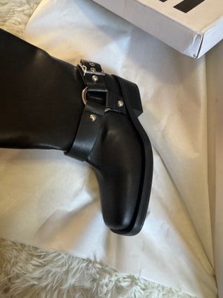 Stivali biker GANNI in pelle nera