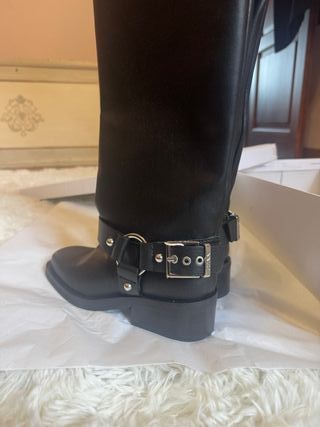 Stivali biker GANNI in pelle nera