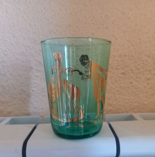 6 Vasos Te o Café Vintage Teal y Dorado