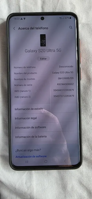 Samsung Galaxy S20 Ultra 5G Negro COMO NUEVO
