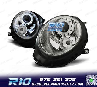 FAROS PARA MINI COOPER R56 R57 06-14 OJOS ANGEL FONDO CROMO