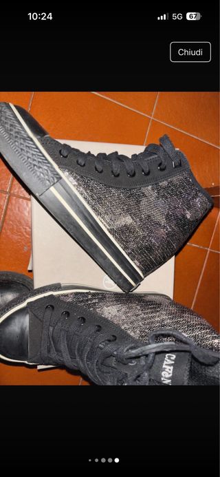 Scarpe donna paillettes cafe noir nere e argento