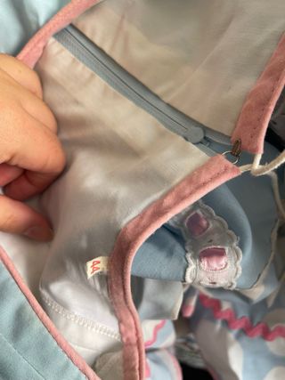 Traje de flamenca azul y rosa