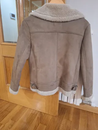 Chaqueta Biker Zara Borreguito Beige/Marrón