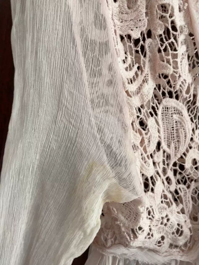 Abito lungo pizzo bianco e rosa