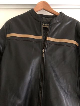 Cazadora de Piel Negra Talla XL