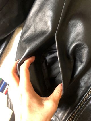 Cazadora de Piel Negra Talla XL