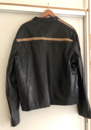 Cazadora de Piel Negra Talla XL