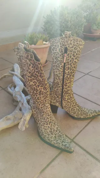 Stivali camoscio leopardati
