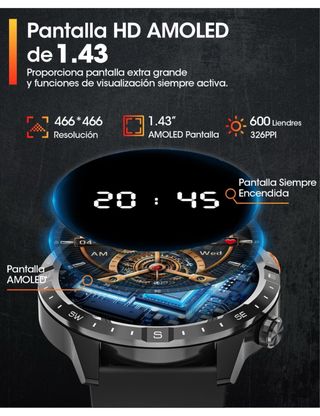 Reloj Inteligente Hombre 1.43 AMOLED Negro