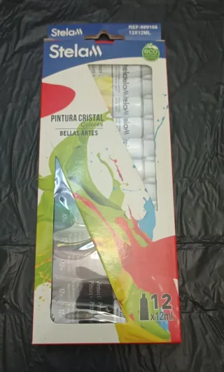 Pintura Cristal Colores Stela 12x12ml
