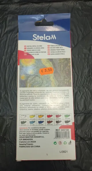 Pintura Cristal Colores Stela 12x12ml