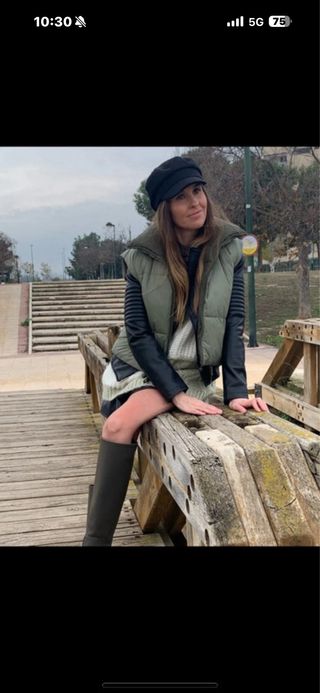 Chaleco Zara Mujer Verde Oliva