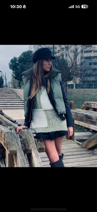Chaleco Zara Mujer Verde Oliva