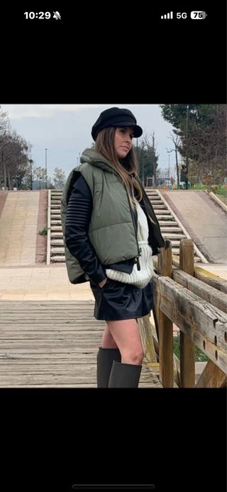 Chaleco Zara Mujer Verde Oliva