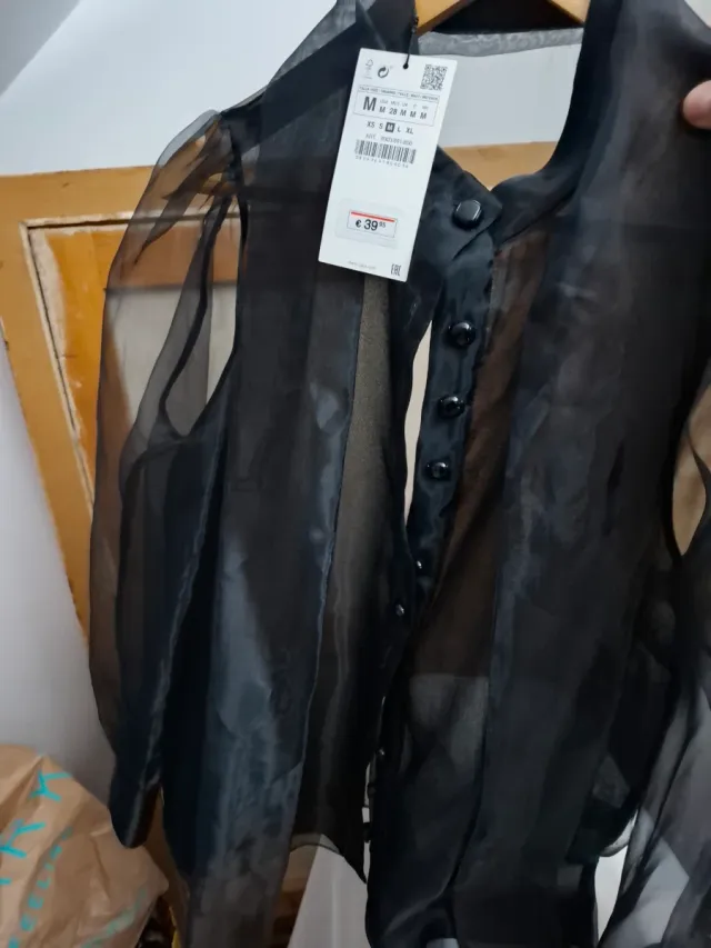 Blusa Zara Transparente Negra Talla M