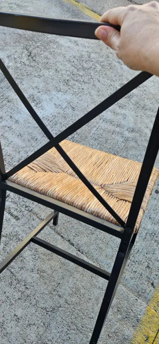 Pack 4 Sillas Metal negro y Mimbre