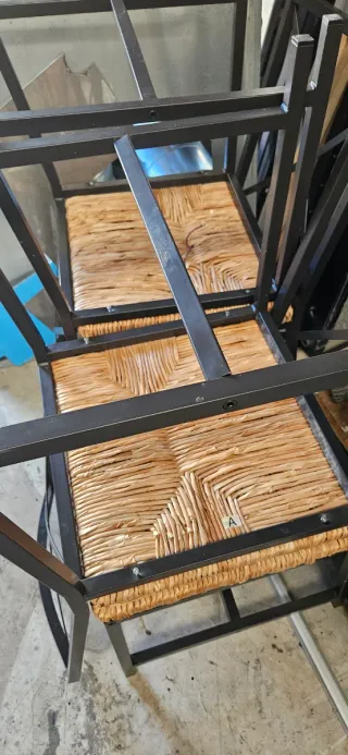 Pack 4 Sillas Metal negro y Mimbre