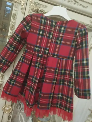 Vestitino scozzese bambina con fiocco 24 mesi