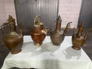 Set 4 Brocche Antiche Rame Ottone