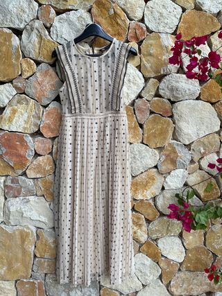 Vestido Zara M Beige Lunares