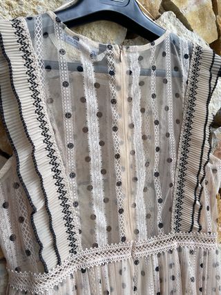 Vestido Zara M Beige Lunares