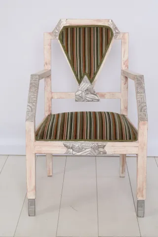 Butaca vintage tela y madera