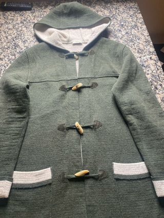 Trenca de lana verde y beige