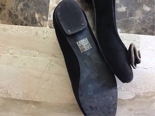 Zapatos negros de piel y ante Tacón suela goma