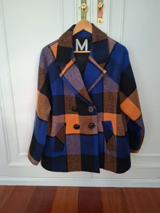 Abrigo lana cuadros Lola Casademunt Talla M-L