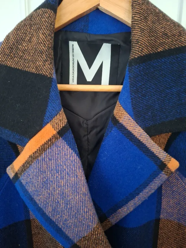 Abrigo lana cuadros Lola Casademunt Talla M-L