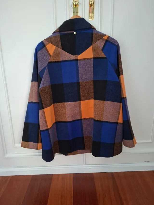 Abrigo lana cuadros Lola Casademunt Talla M-L