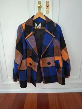 Abrigo lana cuadros Lola Casademunt Talla M-L