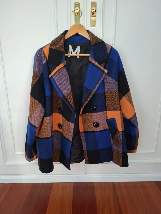 Abrigo lana cuadros Lola Casademunt Talla M-L