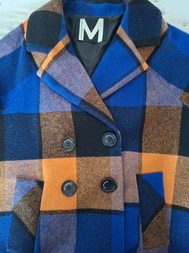 Abrigo lana cuadros Lola Casademunt Talla M-L