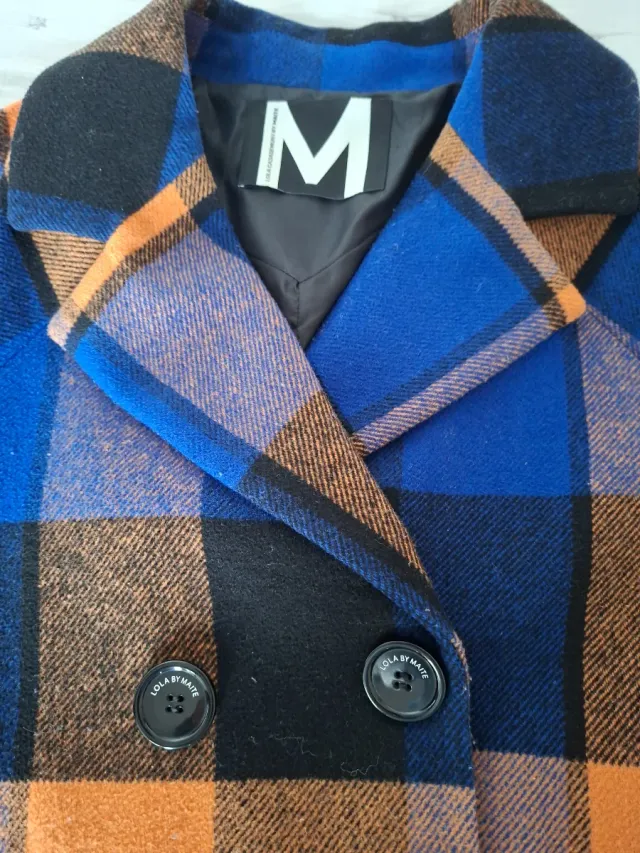 Abrigo lana cuadros Lola Casademunt Talla M-L